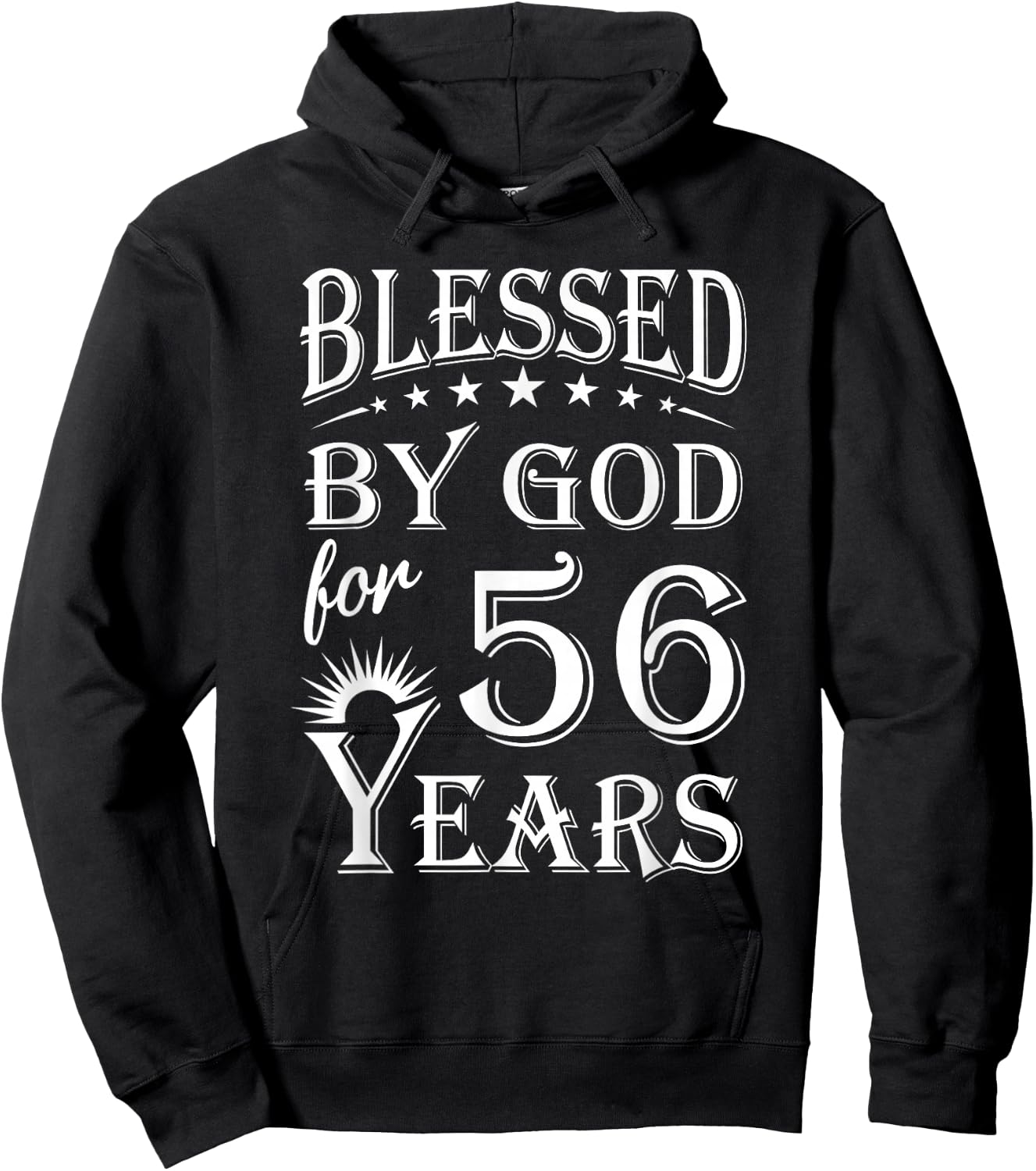 Vintage Blessed by God for 56 years Happy 56th Birthday Hoodie - Hoodie | Black