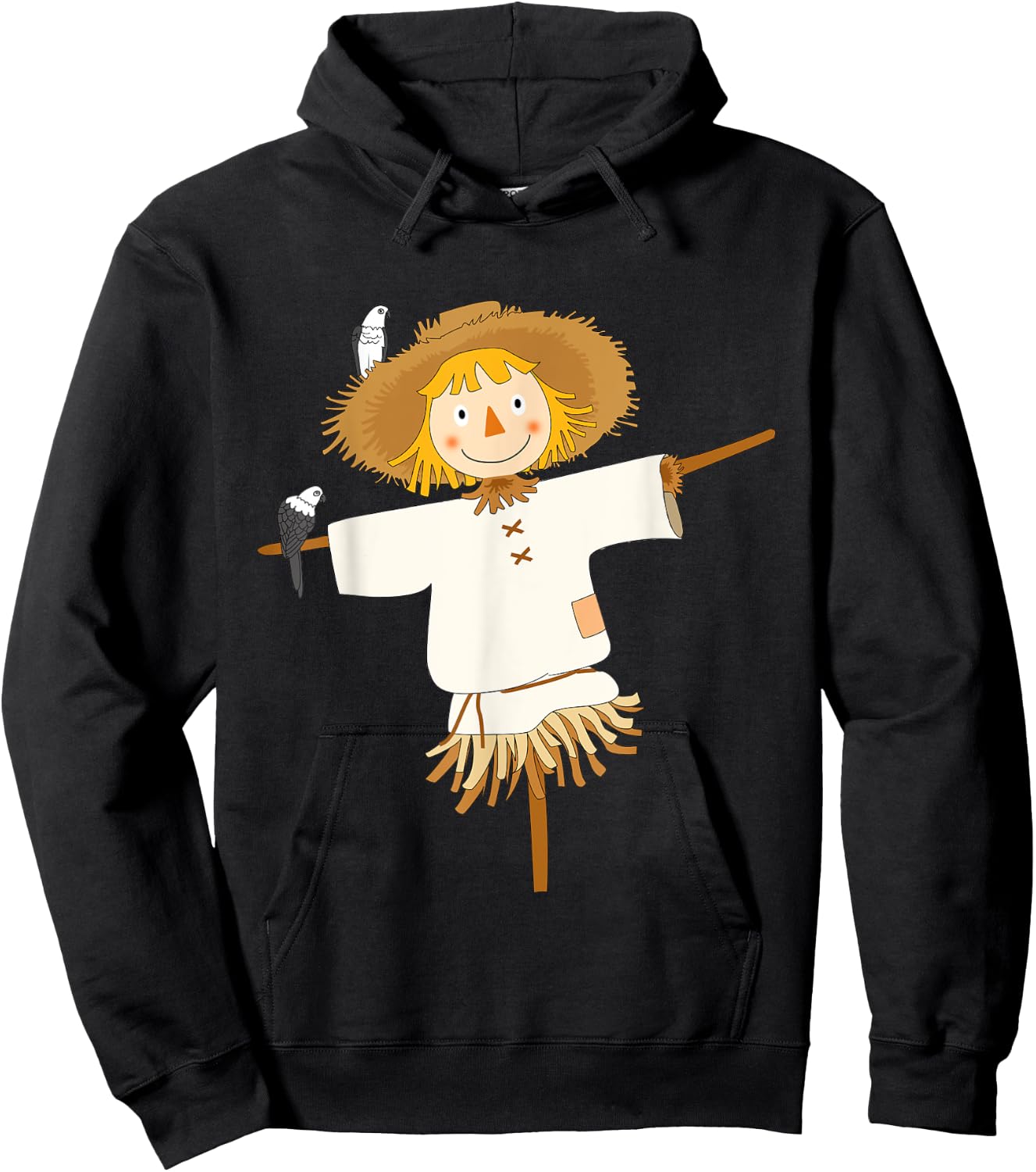 Cute Scarecrow with Birds Fall Autumn Halloween Harvest Hoodie - Hoodie | Black