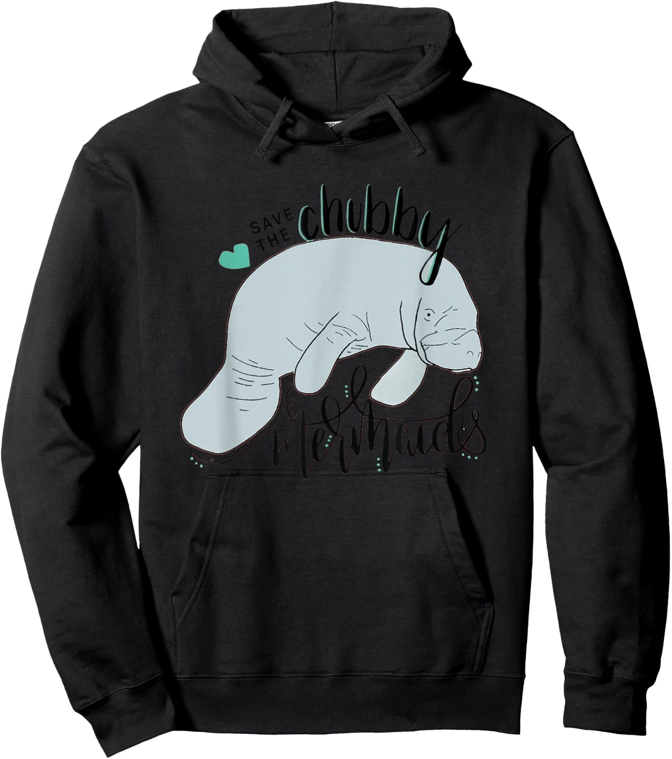 Save the Chubby Mermaid Funny Manatee Hoodie - Hoodie | Black