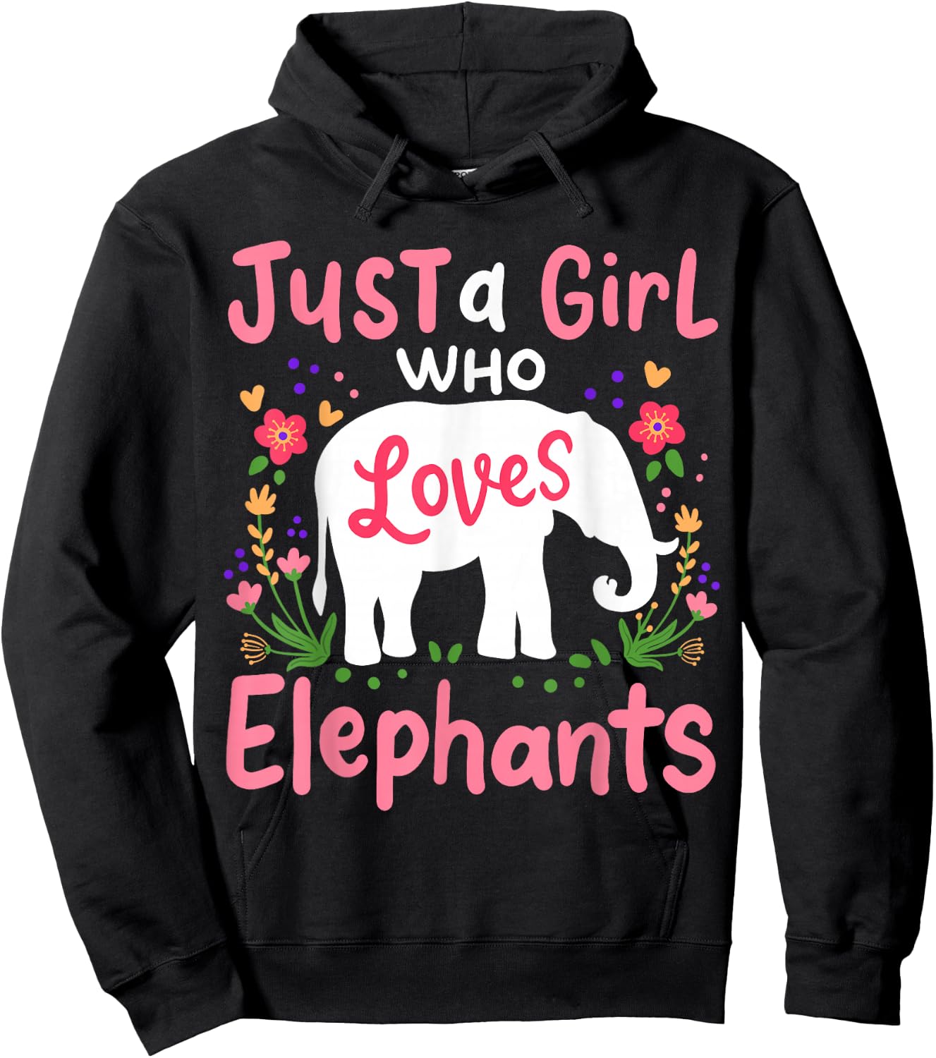 Elephant Just a Girl Who Loves Elephants Lover Gift Hoodie - Hoodie | Black