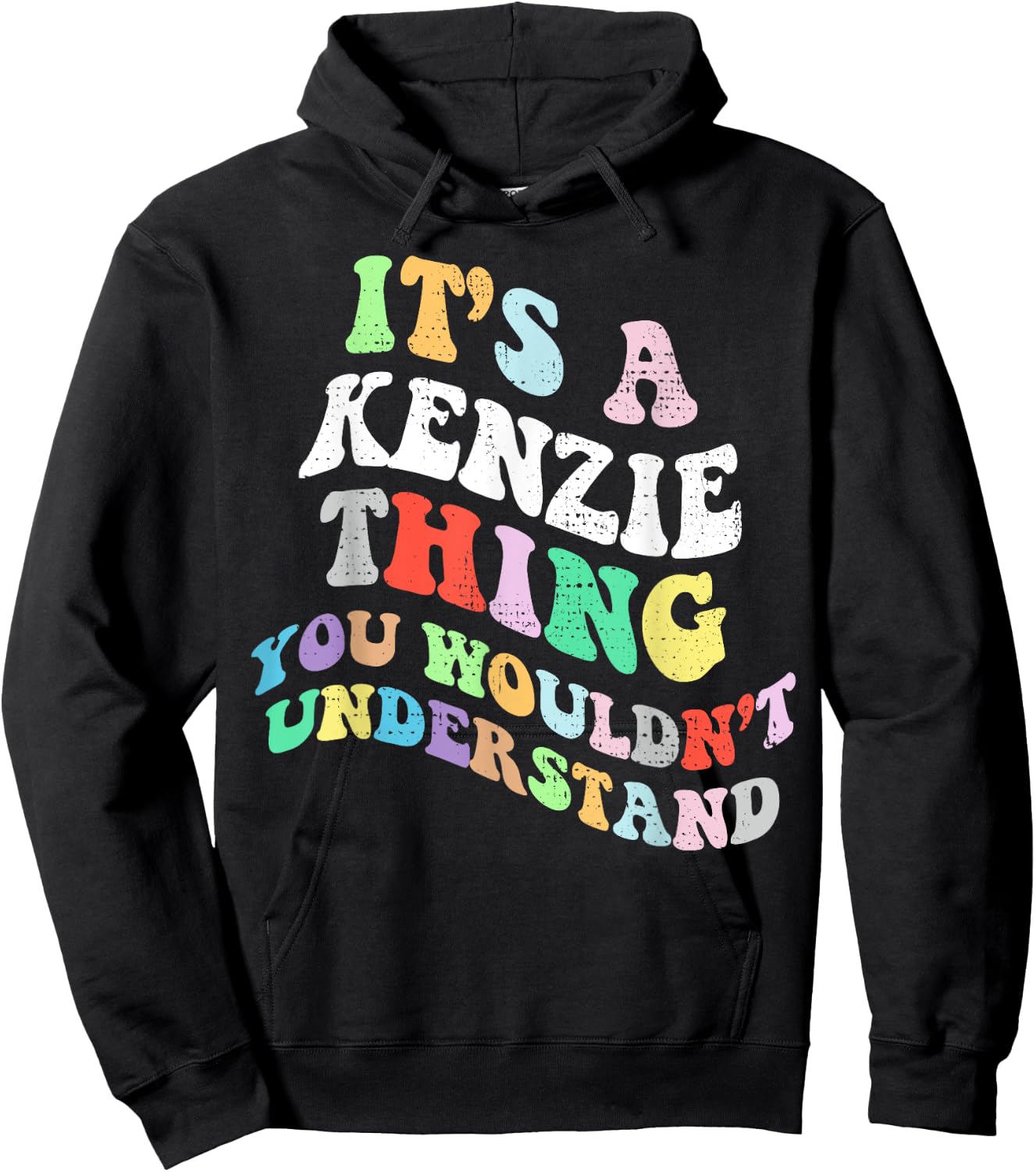 Personalized Name Mothers Day outfit Retro Groovy Its a Kenzie Thing You Wouldnt Understand , Small, Black Hoodie - Hoodie | Black