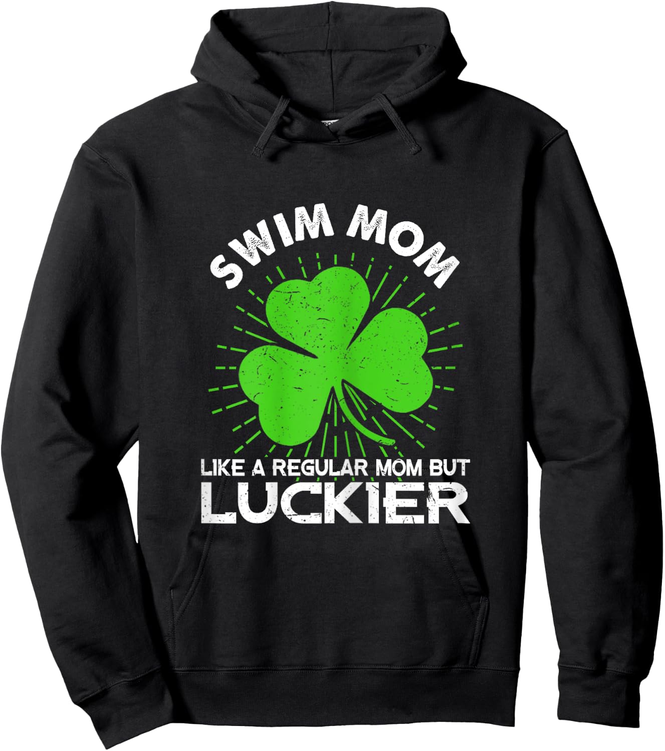 Funny Swim Mom St Patrick's Day Lucky Irish Mama Gift Hoodie - Hoodie | Black