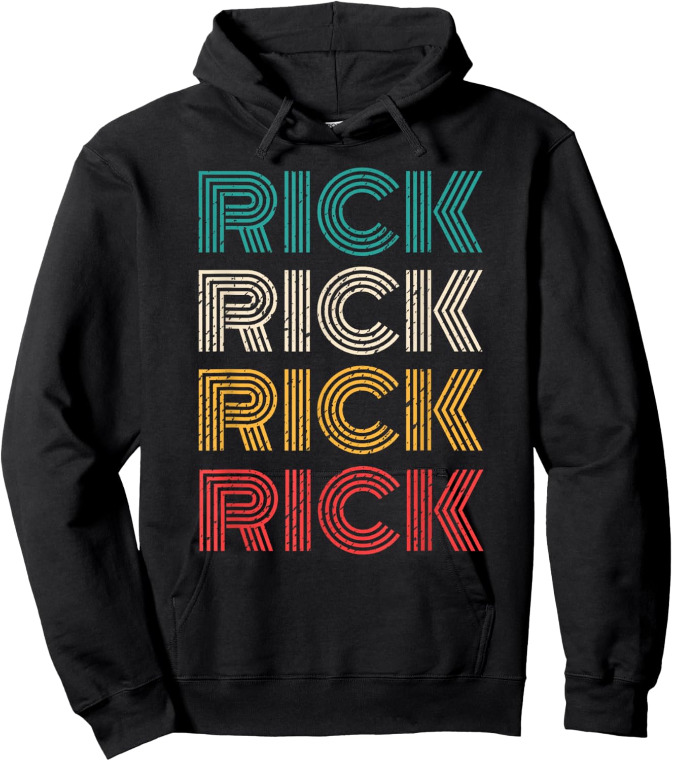 Retro Rick Vintage Distressed 80s Style Hoodie - Hoodie | Black