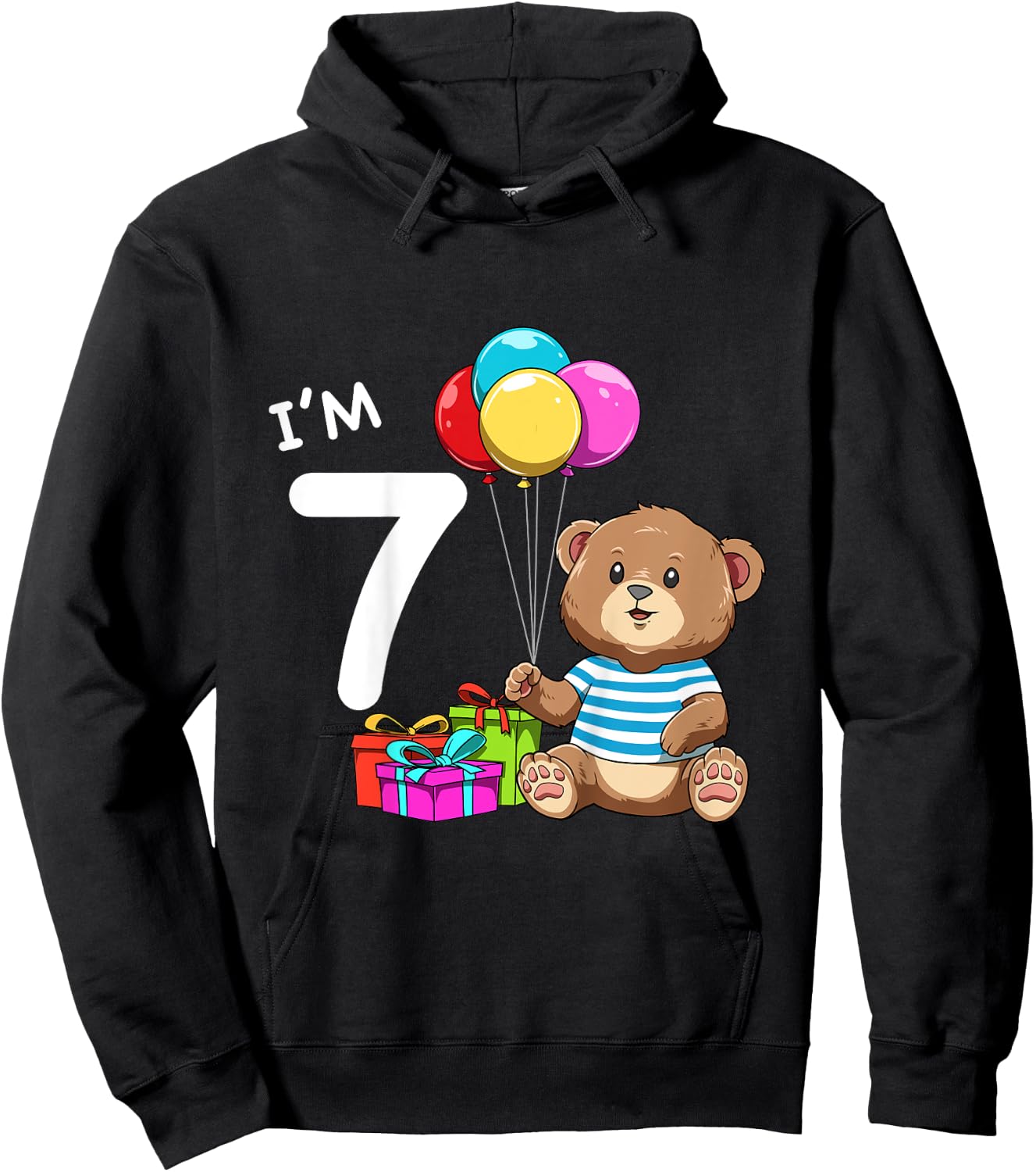 Kids Seventh Birthday Teddy Bear - 7 Year Old Boy Hoodie - Hoodie | Black