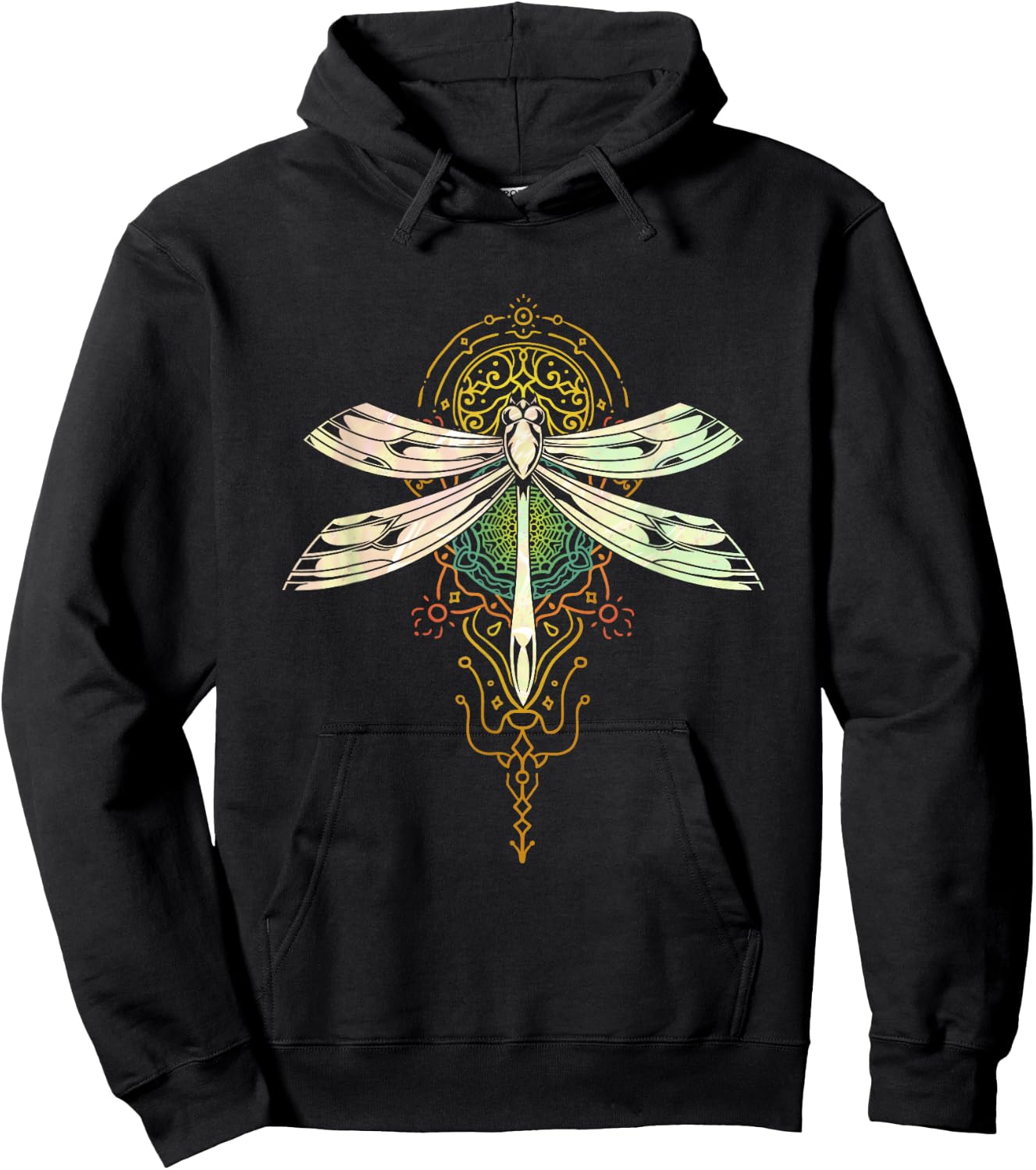 Sacred Fractal Geometry Beautiful Insect Pretty Dragonfly Hoodie - Hoodie | Black