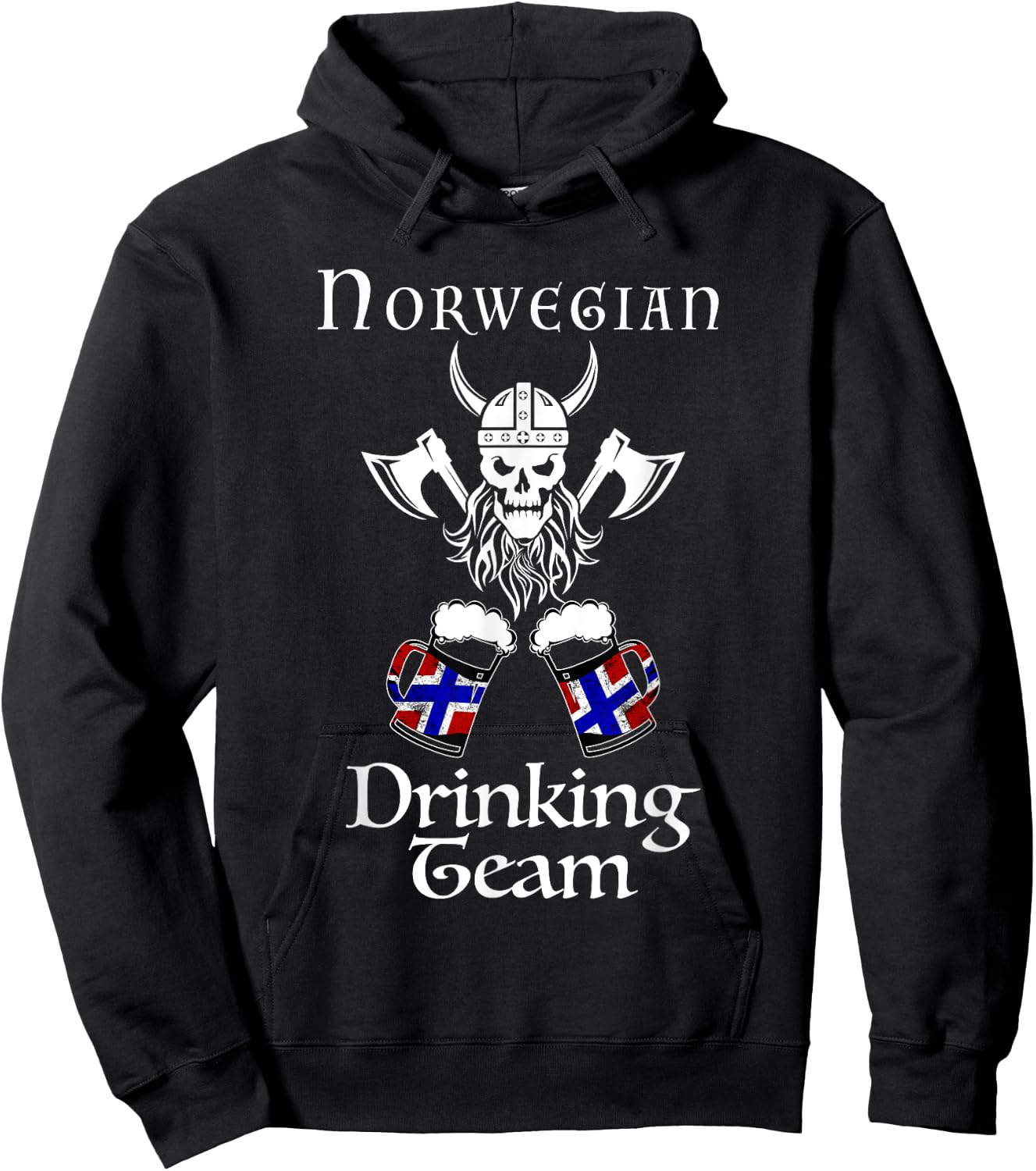 Norwegian drinking team Norge vikings and beer Norway Hoodie - Hoodie | Black
