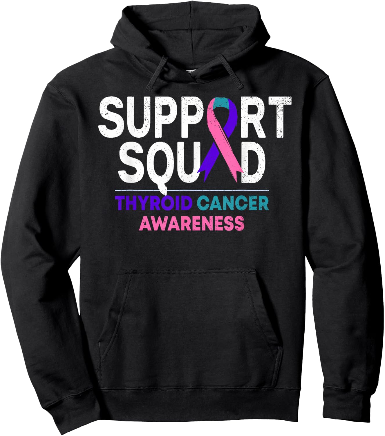 Support Squad Thyroid Cancer Awareness Month Ribbon Family Hoodie - Hoodie | Black