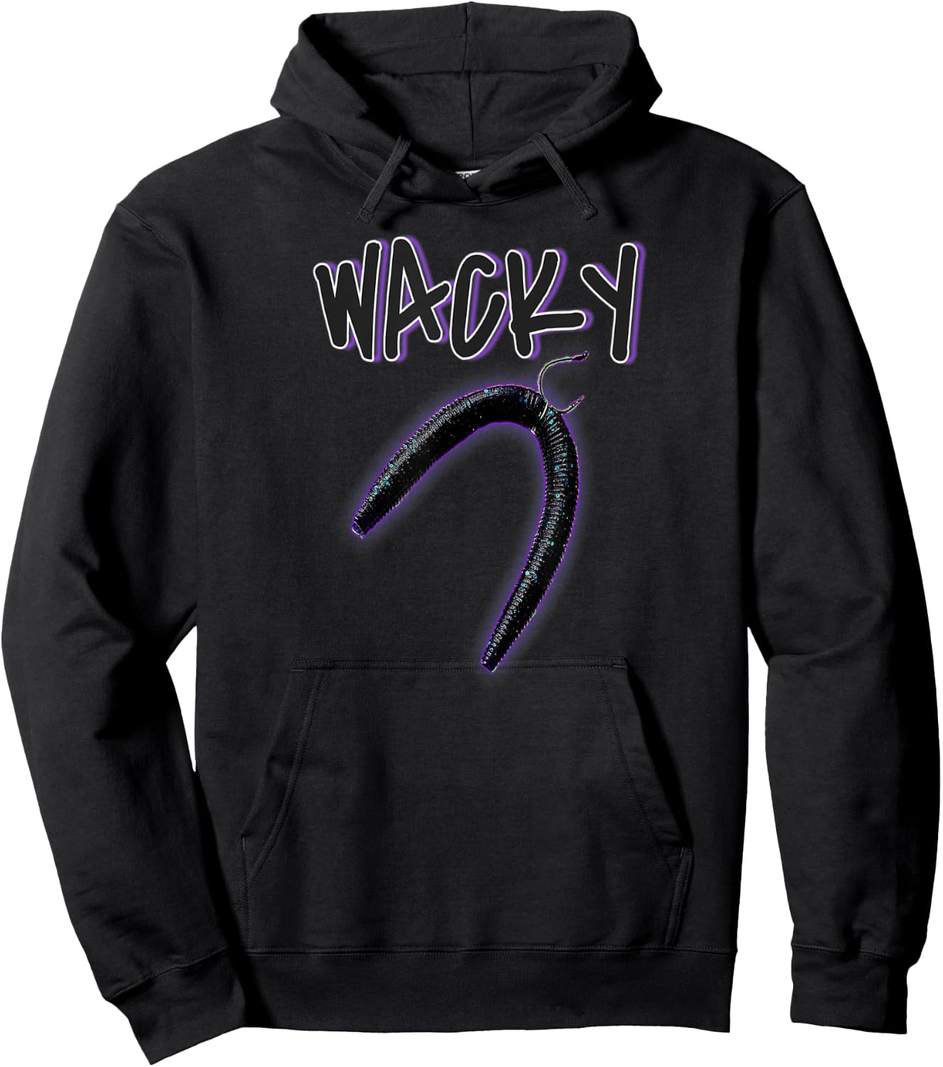 Wacky Worms With Hook For Bass Fishing, Apparel By Black Fly Hoodie - Hoodie | Black