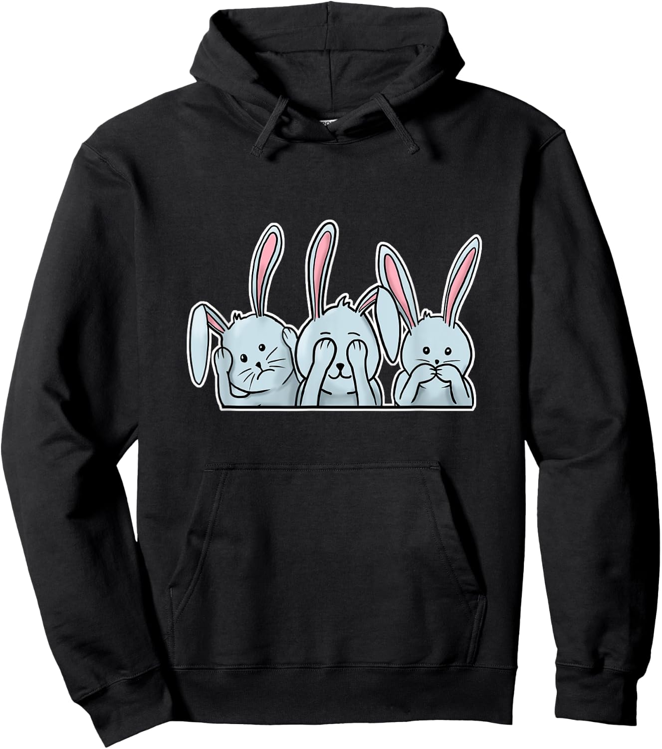 Hear See Speak no evil Rabbits happy Easter bunnies Hoodie - Hoodie | Black