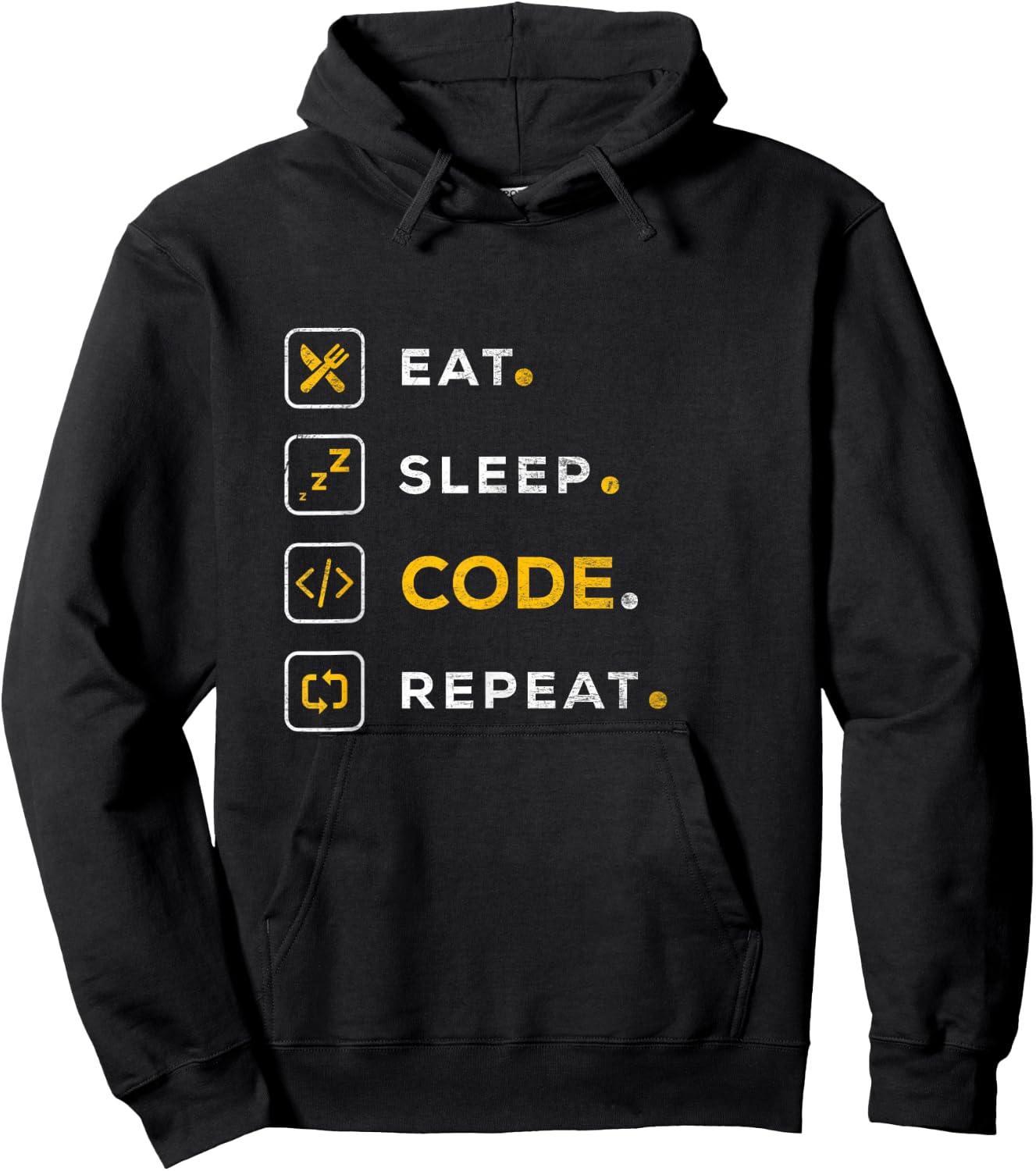 Funny Computer Science Programmer Eat Sleep Code Hoodie - Hoodie | Black