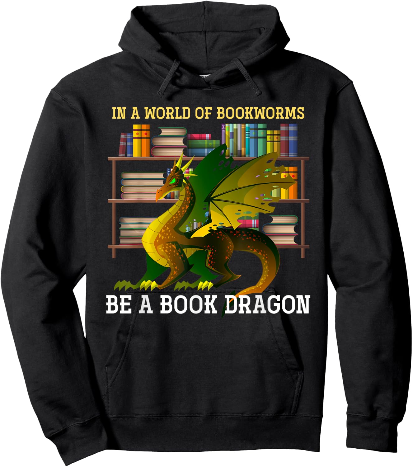 Animal & Gifts In A World Of Bookworms Be A Book Dragon -Adults Black Small Hoodie - Hoodie | Black