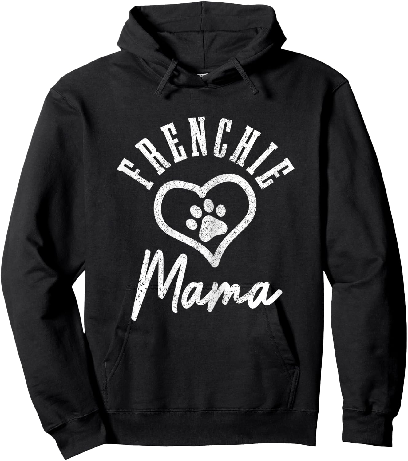 Frenchie Mama Heart Paw French Bulldog Dog Frenchie Mom Hoodie - Hoodie | Black