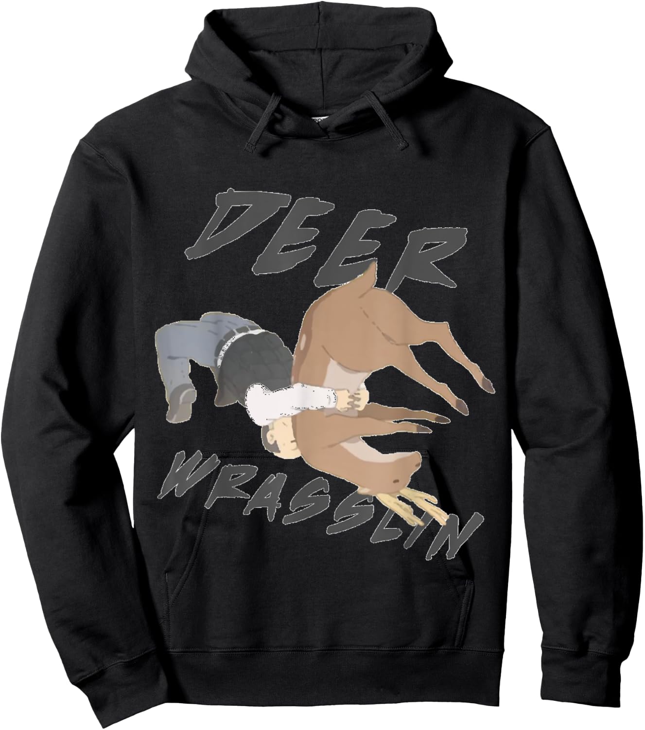Deer Wrasslin (Wrestling) Hoodie - Hoodie | Black