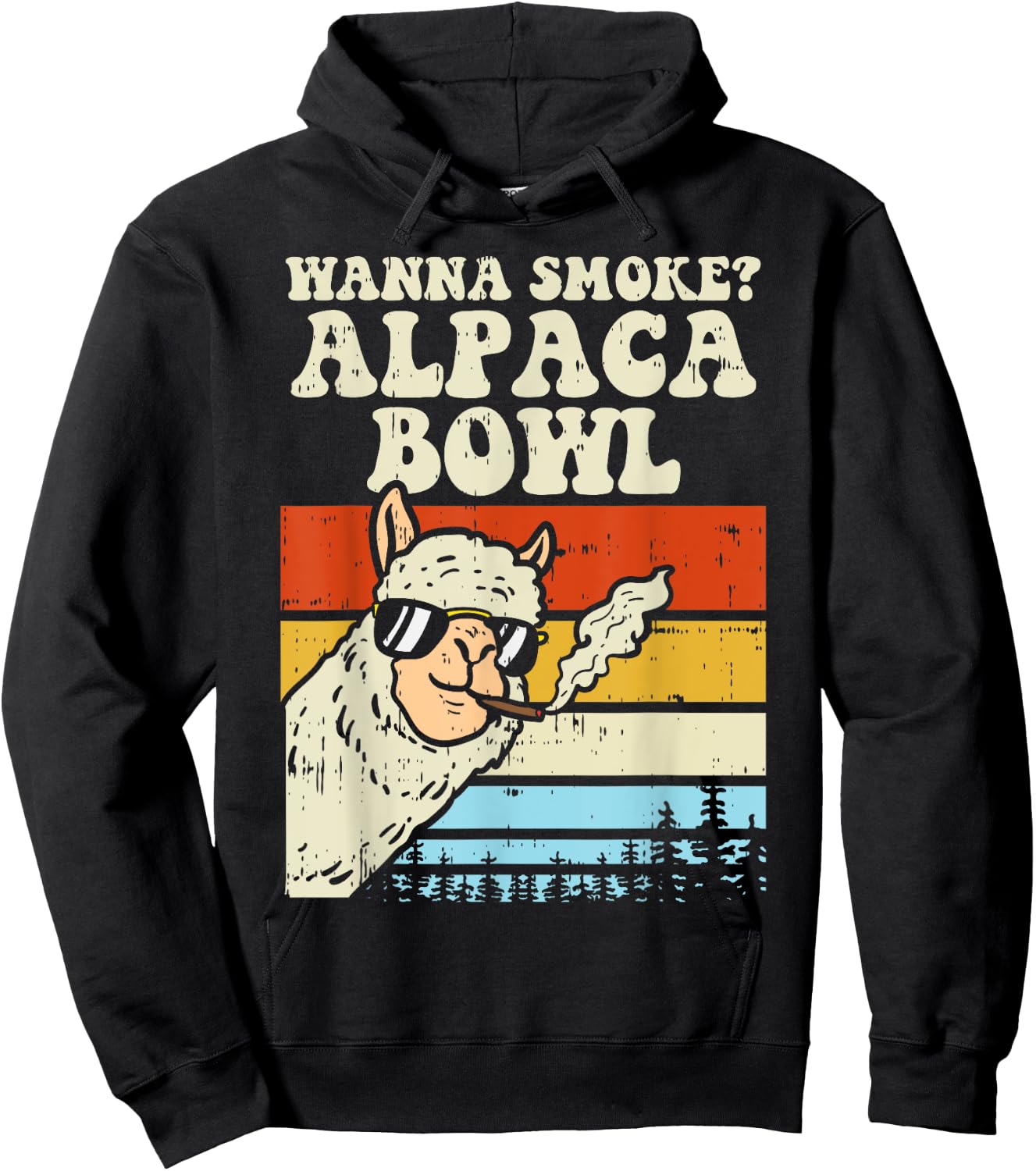 Wanna Smoke Alpaca Bowl Weed Funny Cannabis 420 Stoner Gift Hoodie - Hoodie | Black