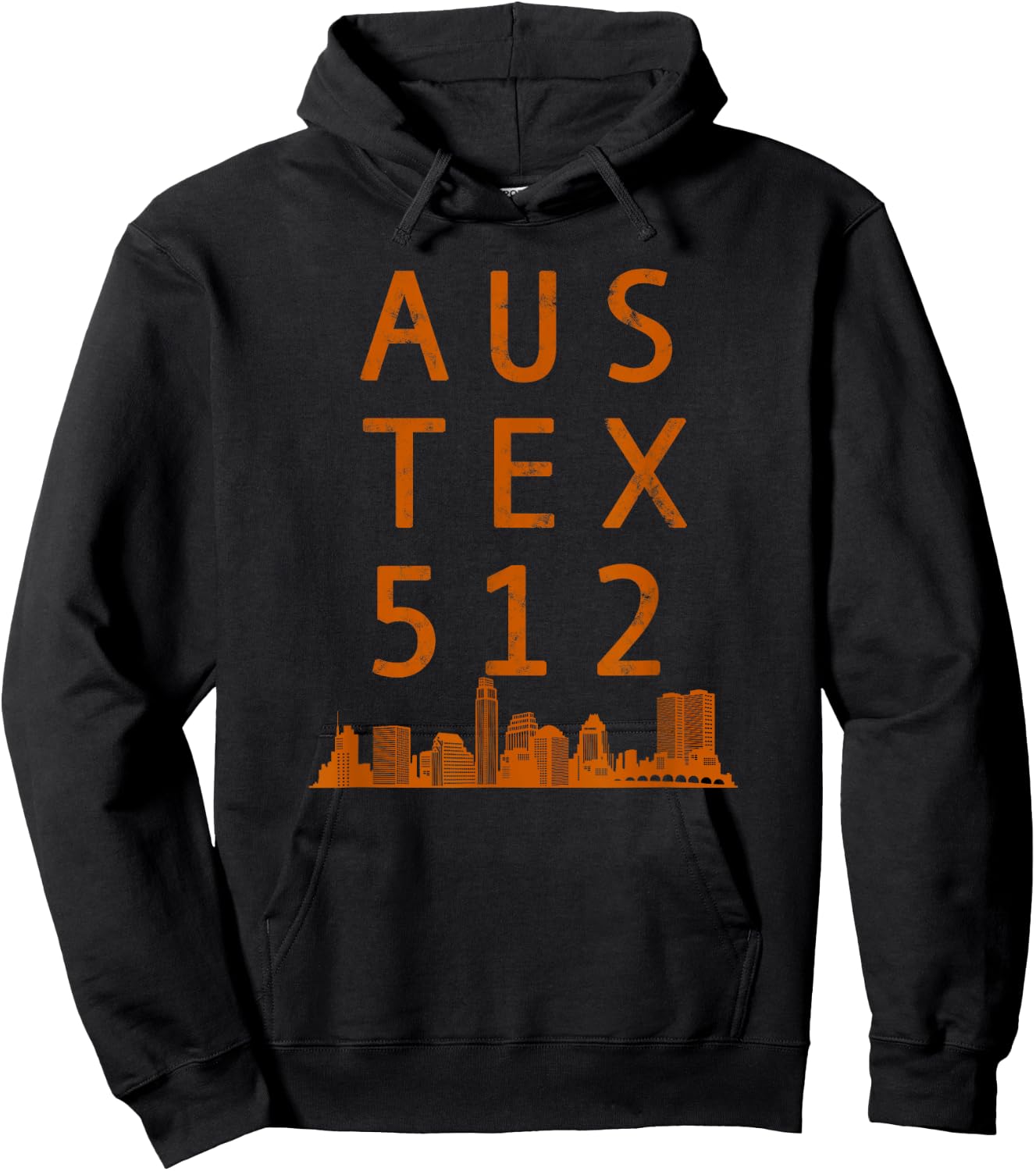 AUSTIN TX 512 Native Texan AUS TEX Burnt Orange Hoodie - Hoodie | Black