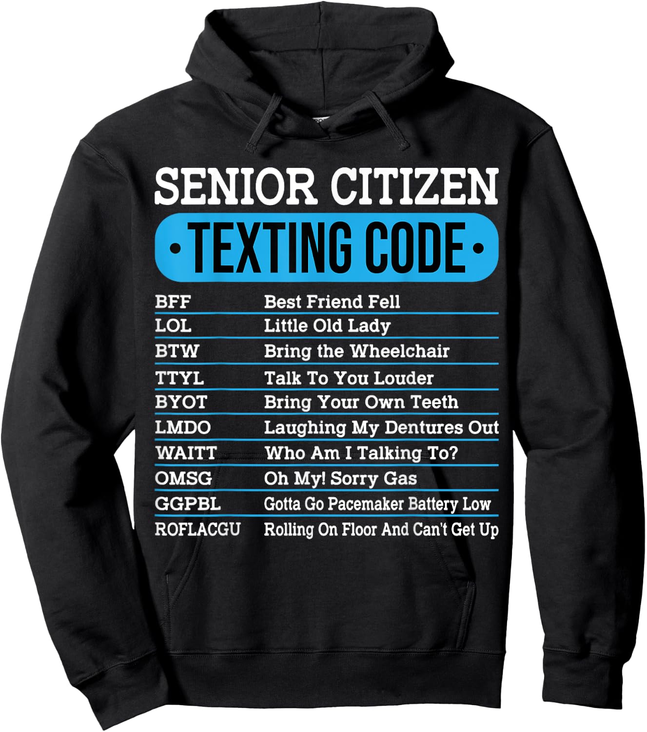 Senior Citizen Texting Code Funny Old People Gift Hoodie - Hoodie | Black