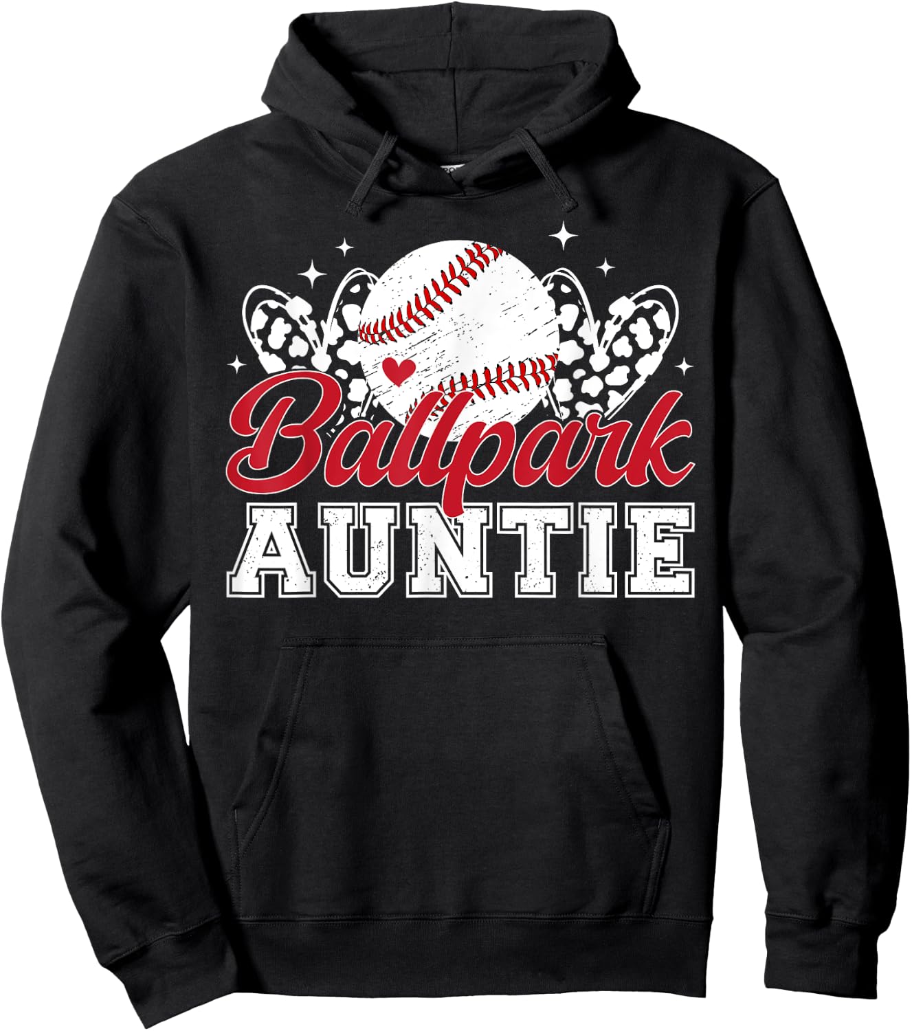 Ballpark Auntie Baseball Aunt Of A Baseball Player Aunt Hoodie - Hoodie | Black