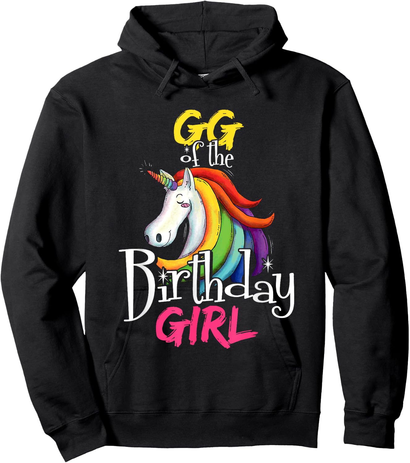 Gg Of The Birthday Girl Cute Floral Unicorn Face Gift Hoodie - Hoodie | Black