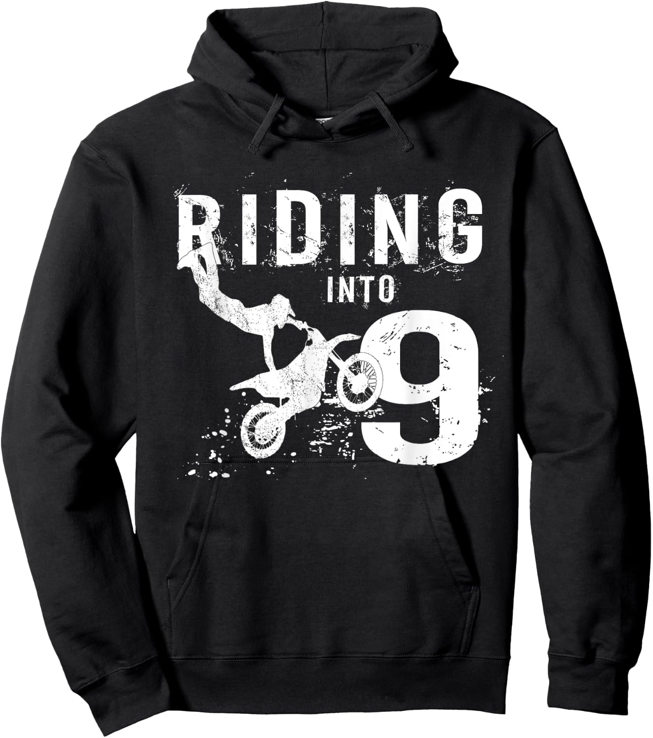 Riding Into 9 Years Old 9th Birthday Boy Dirt Bike Party Hoodie - Hoodie | Black