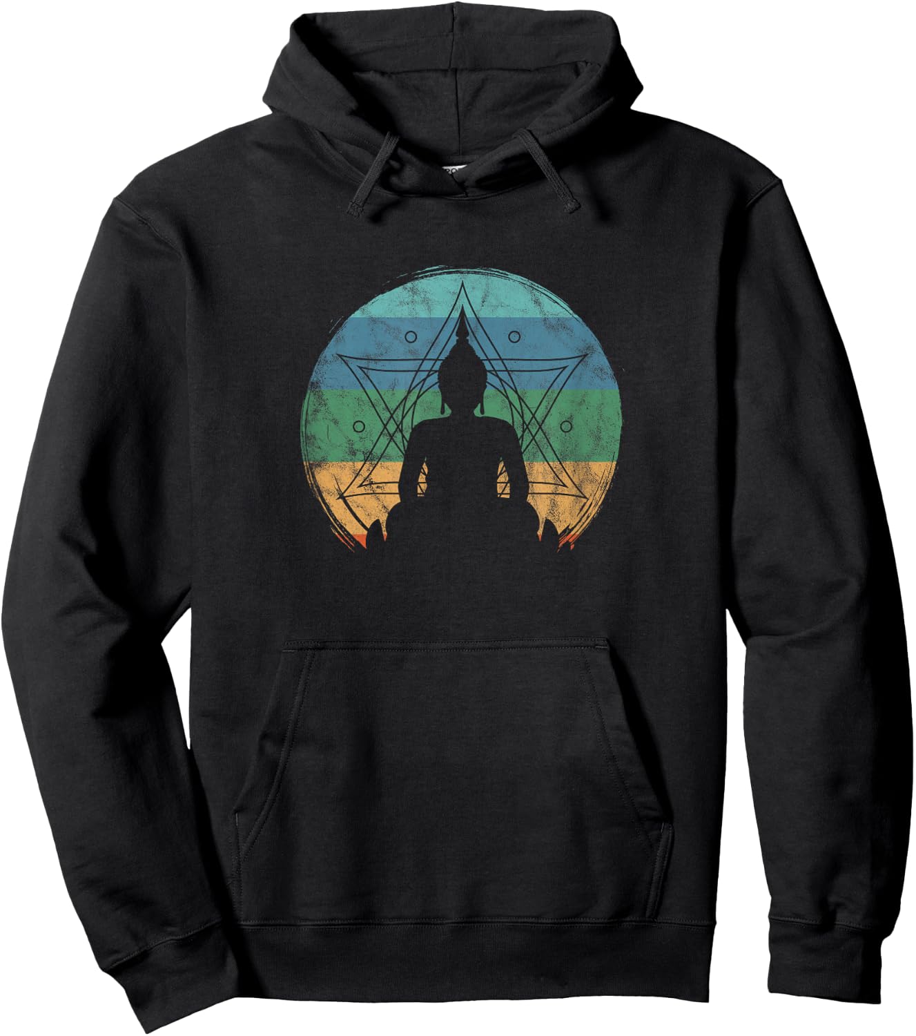 Retro Buddha Buddhist Yoga Spiritual Meditation Zen Hoodie - Hoodie | Black