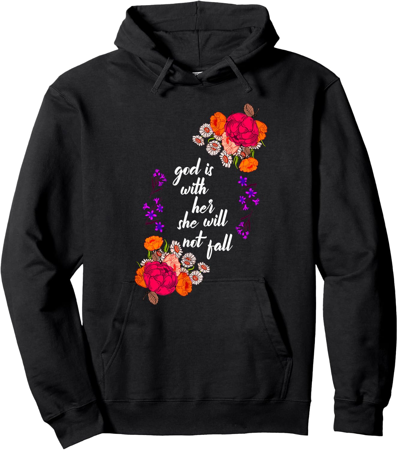 God Is With Her Biblical Quote Godly Sayings Christian Gift Hoodie - Hoodie | Black