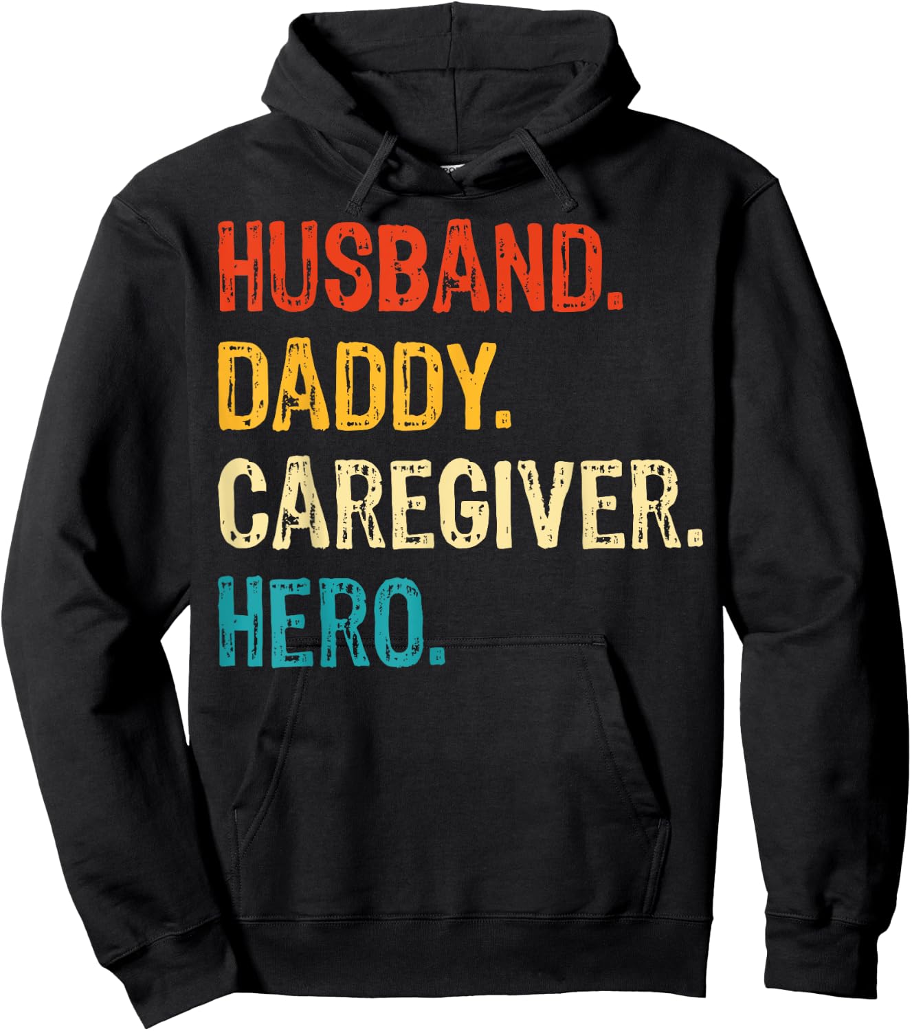 Husband Daddy Caregiver Hero - Vintage Style Caregiver Hoodie - Hoodie | Black
