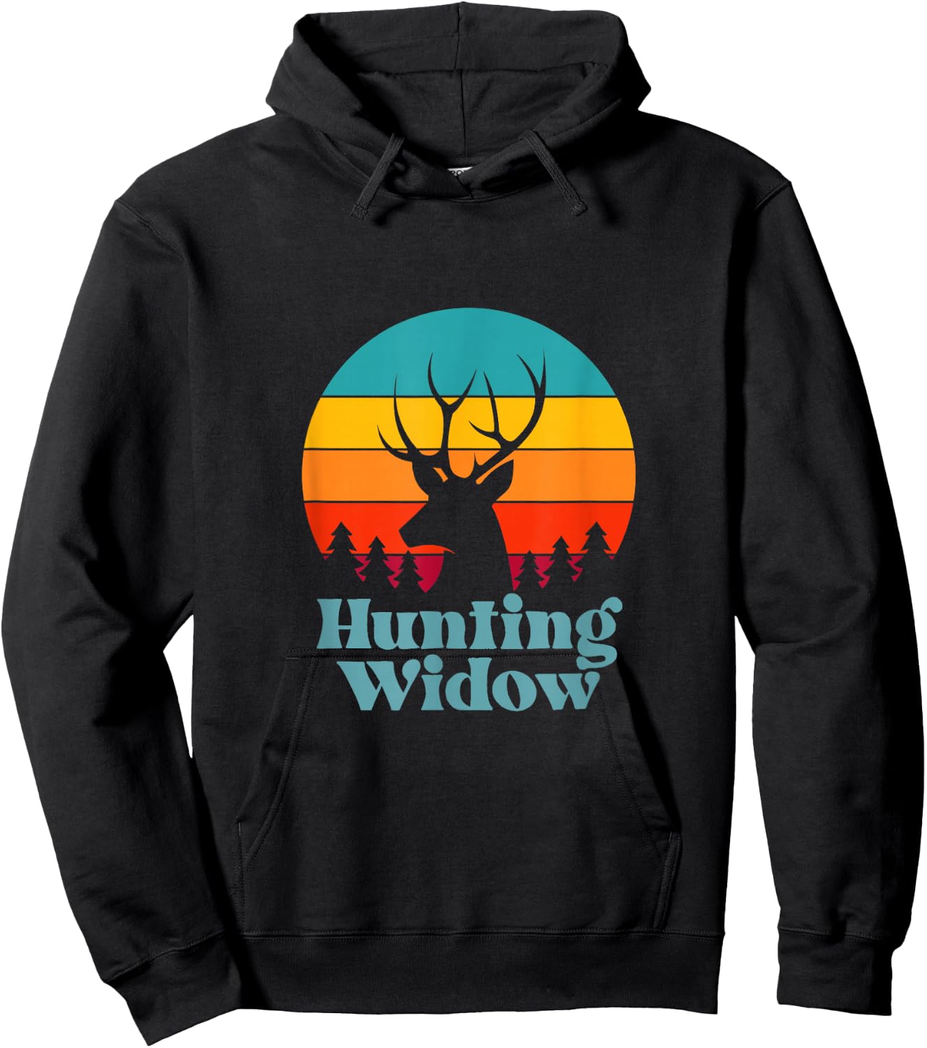 Retro Hunting Widow Deer Sunset Design Hoodie - Hoodie | Black