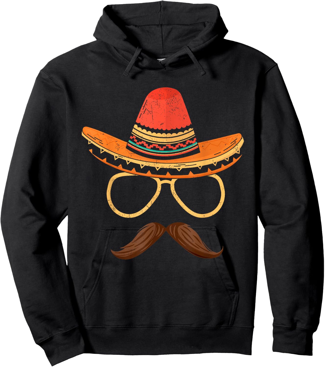 Sombrero Face Cinco De Mayo Mexican Fiesta Party Men Boy Dad Hoodie - Hoodie | Black