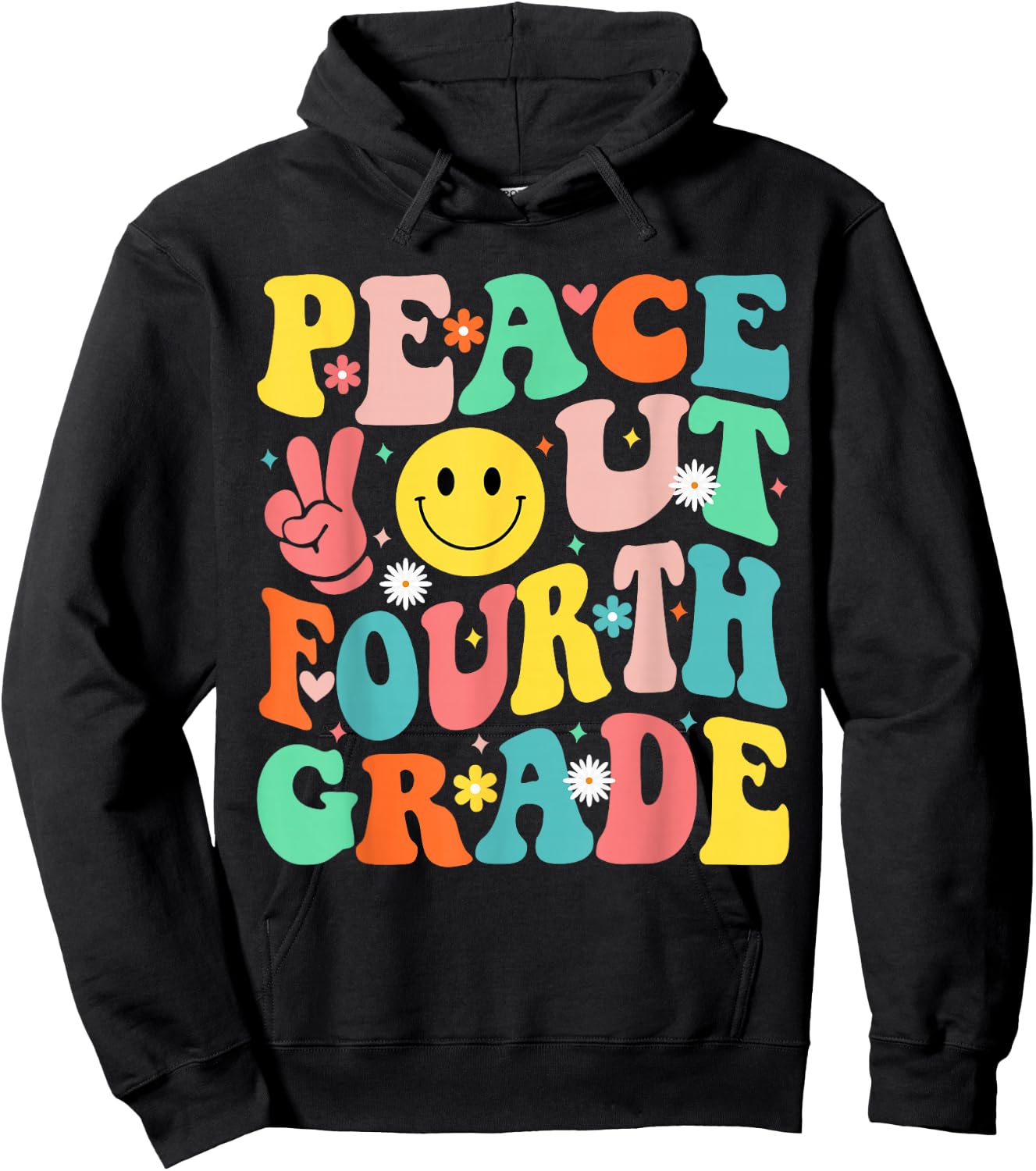 Peace Out Fourth Grade Groovy 4th Grade Last day of school Hoodie - Hoodie | Black