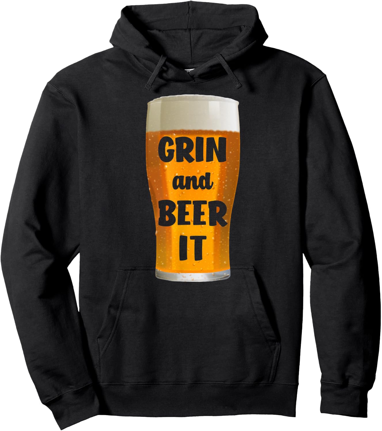 Grin and Beer It Funny Beer Hoodie - Hoodie | Black