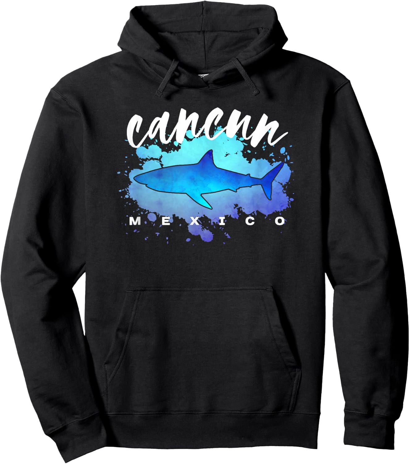 Cancun Mexico Beach Dive Spring Break Vacation Shark Graphic Hoodie - Hoodie | Black