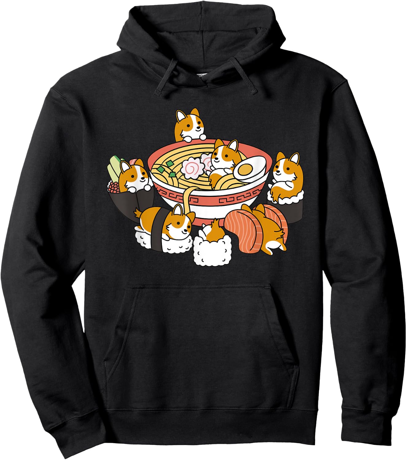 Ramen Sushi Corgi Dog Hoodie - Hoodie | Black