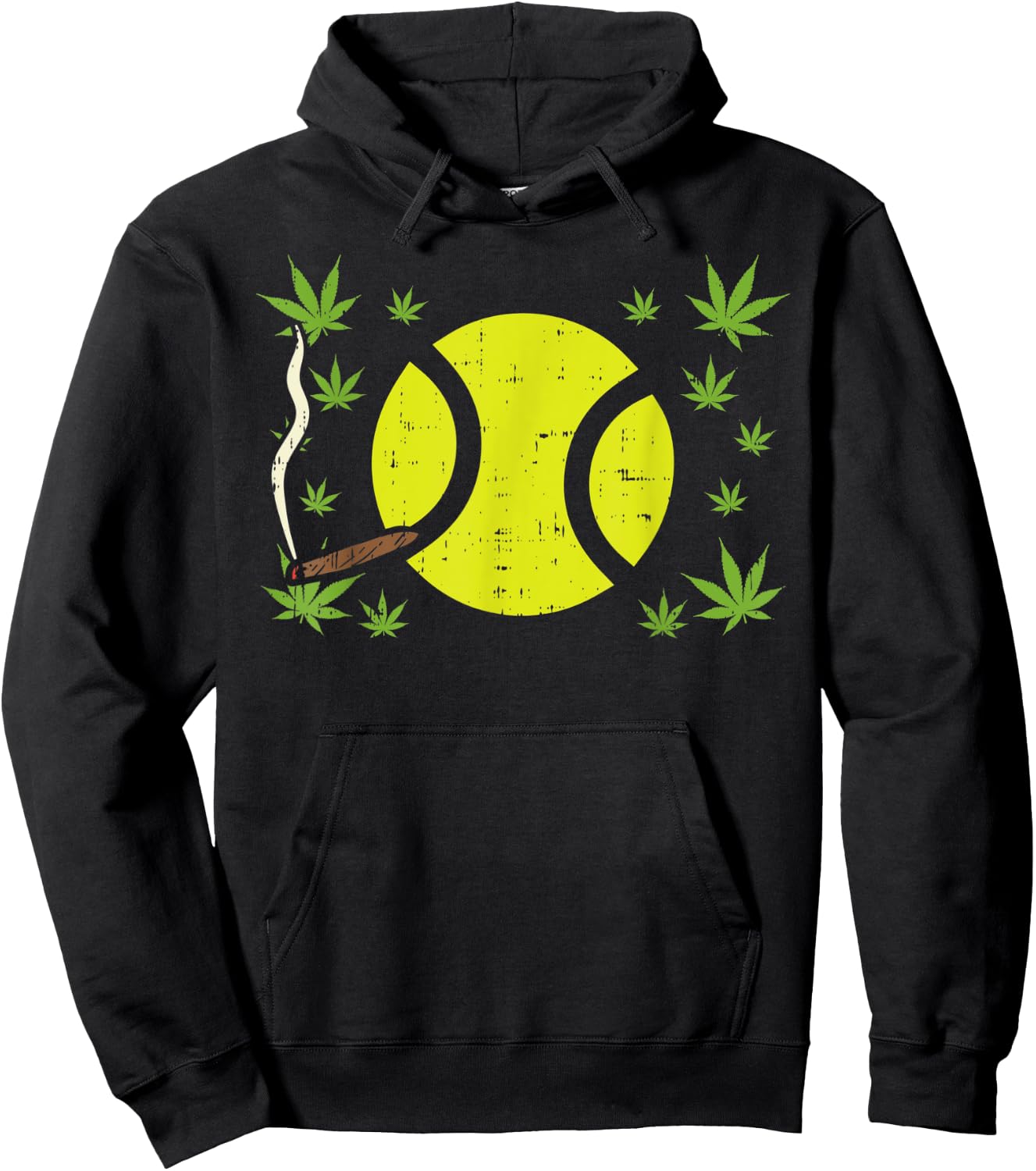 Tennis Ball Smoking Weed Cannabis 420 THC Blunt Stoner Gift Hoodie - Hoodie | Black