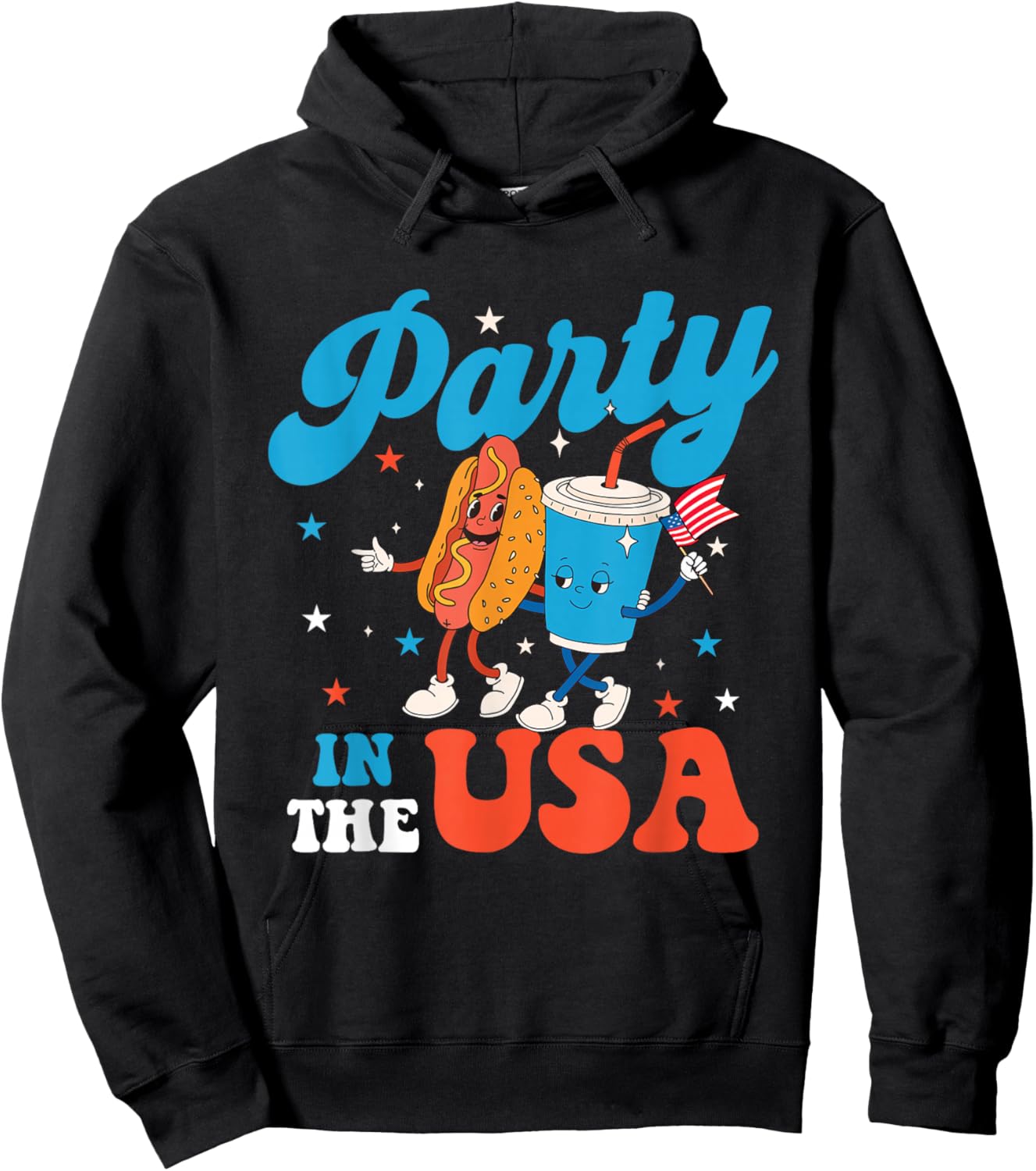 Party in The USA - USA American Flag 4th of July Fourth Hoodie - Hoodie | Black