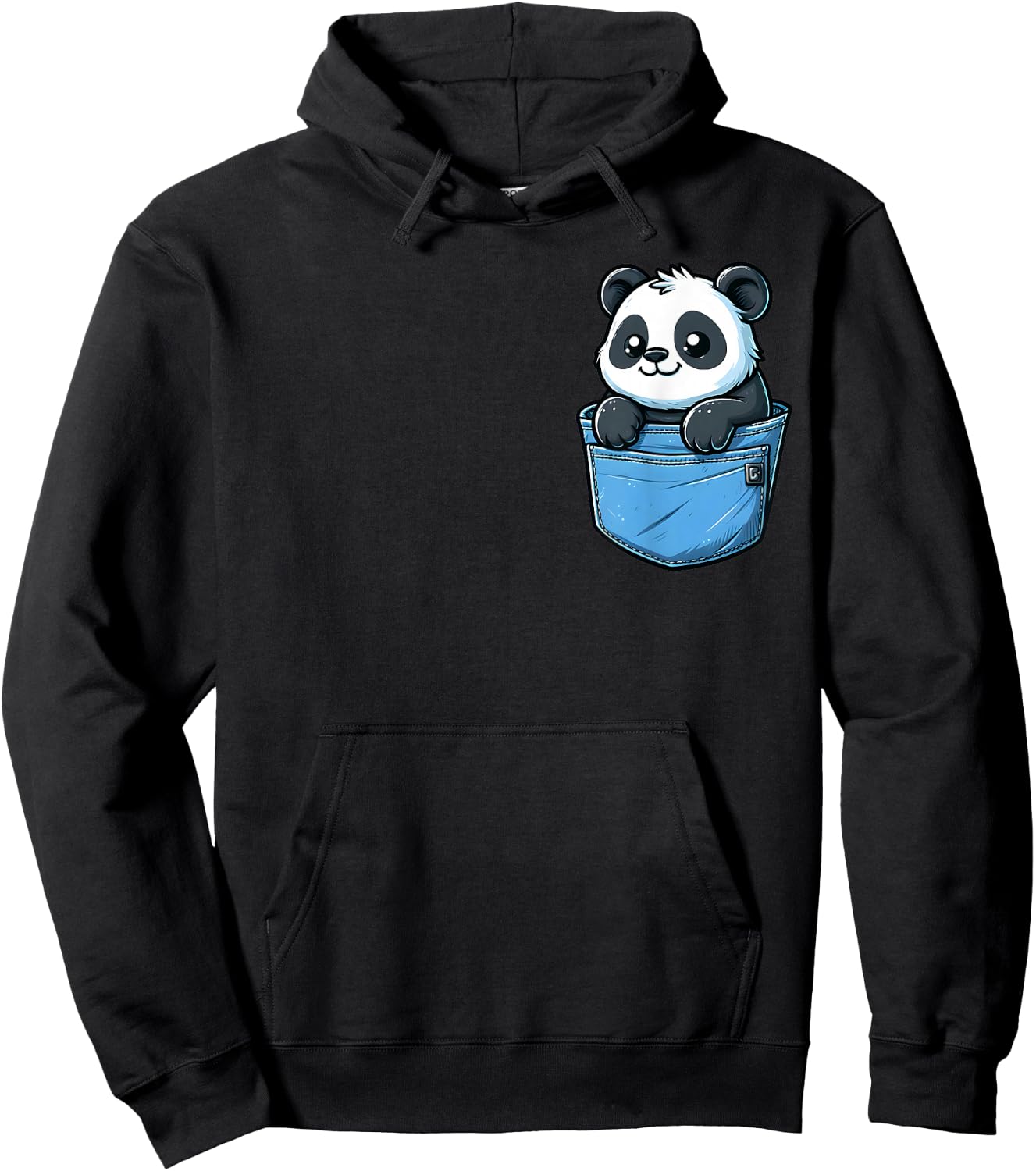 Adorable Panda in Pocket for Kids, Boys, Girls, Women Hoodie - Hoodie | Black