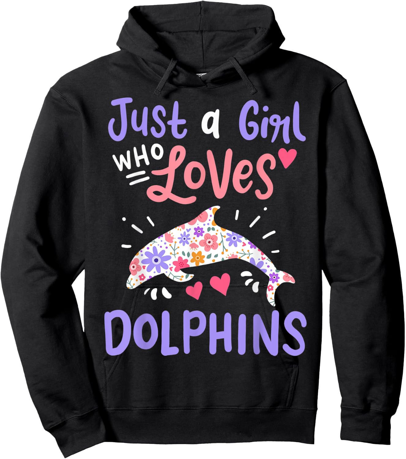 Dolphin Just A Girl Who Loves Dolphins Gift Hoodie - Hoodie | Black
