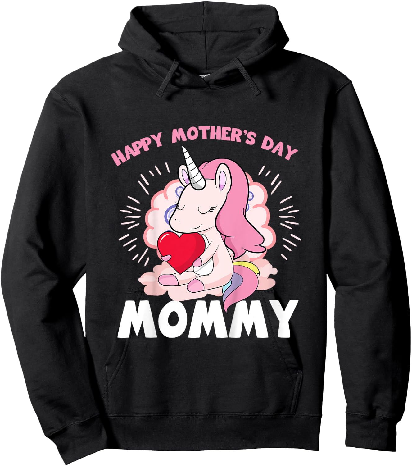 Happy Mothers Day Mommy Daughter To Mom Unicorn Toddler Girl Hoodie - Hoodie | Black