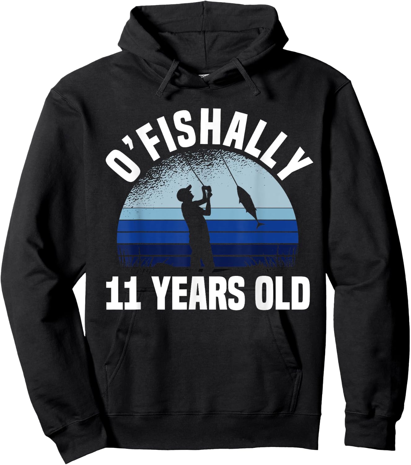 Ofishally 11 Years Old Fisherman 11th Birthday Fishing Hoodie - Hoodie | Black