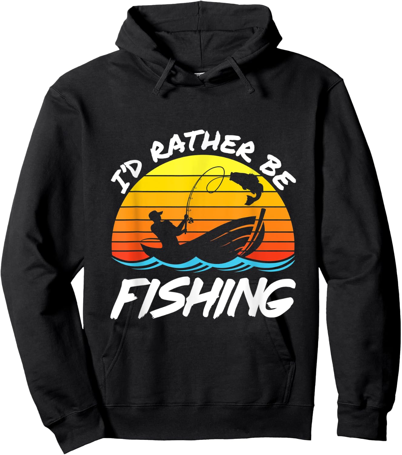 I'd Rather Be Fishing Fisherman Dad Retro Father's Day Hoodie - Hoodie | Black