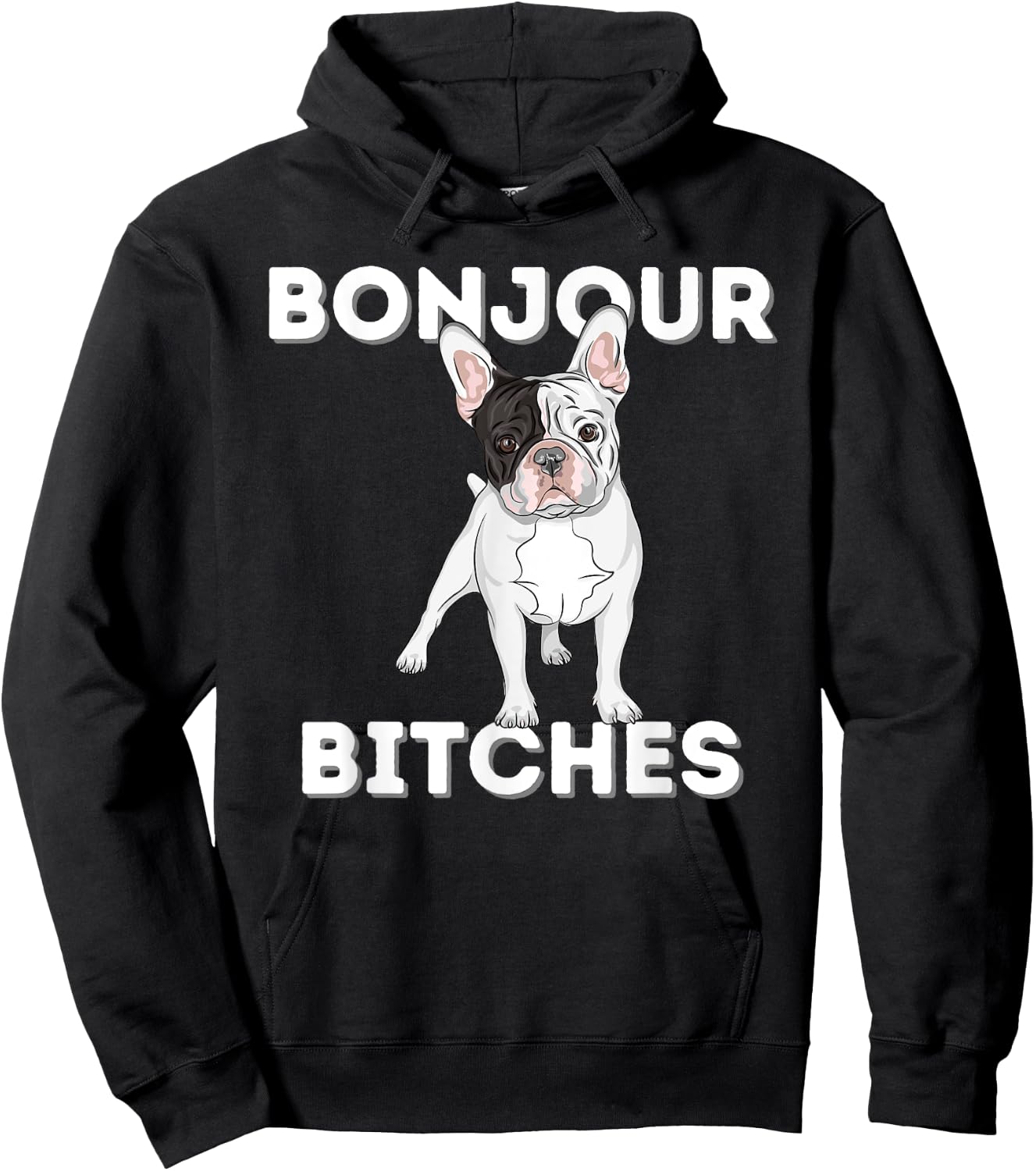 Bonjour - Funny French Bulldog Frenchie Dog Lover Women Hoodie - Hoodie | Black