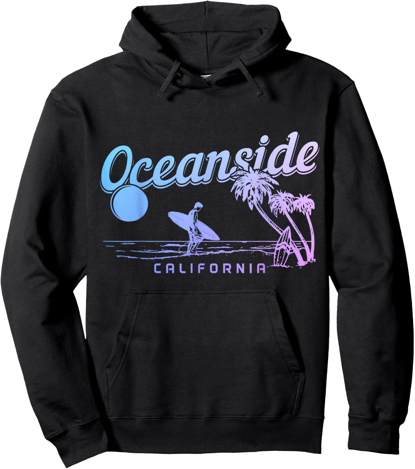 Oceanside California Surf Beach Vintage Souvenir Surfer Hoodie - Hoodie | Black