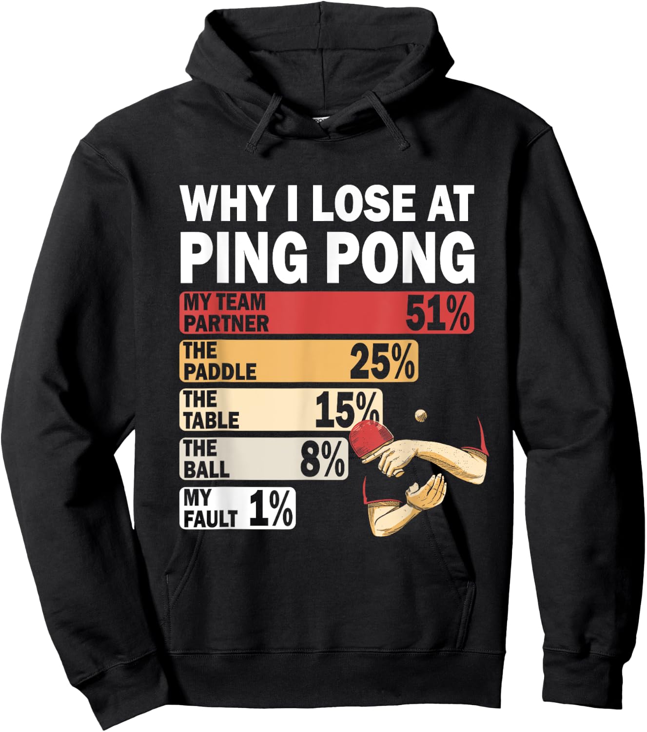 Why I Lose at Ping Pong Table Tennis Funny My Fault Hoodie - Hoodie | Black