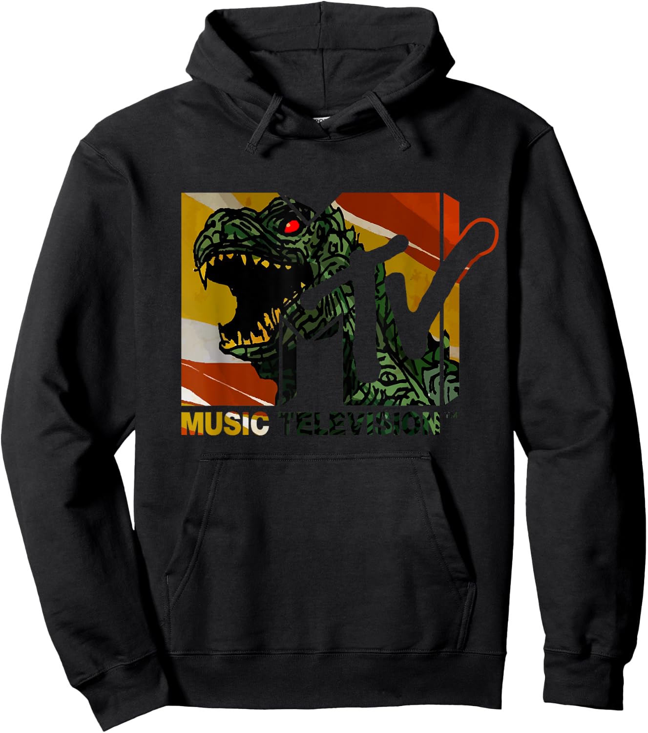 Mademark x MTV - MTV Logo Monster will Eat You Vintage Graphic Men & Women Hoodie - Hoodie | Black