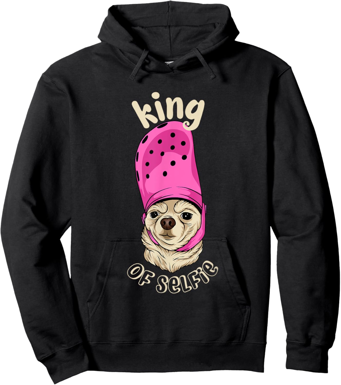 King Of Selfie Funny Meme Cute Dog Hoodie - Hoodie | Black