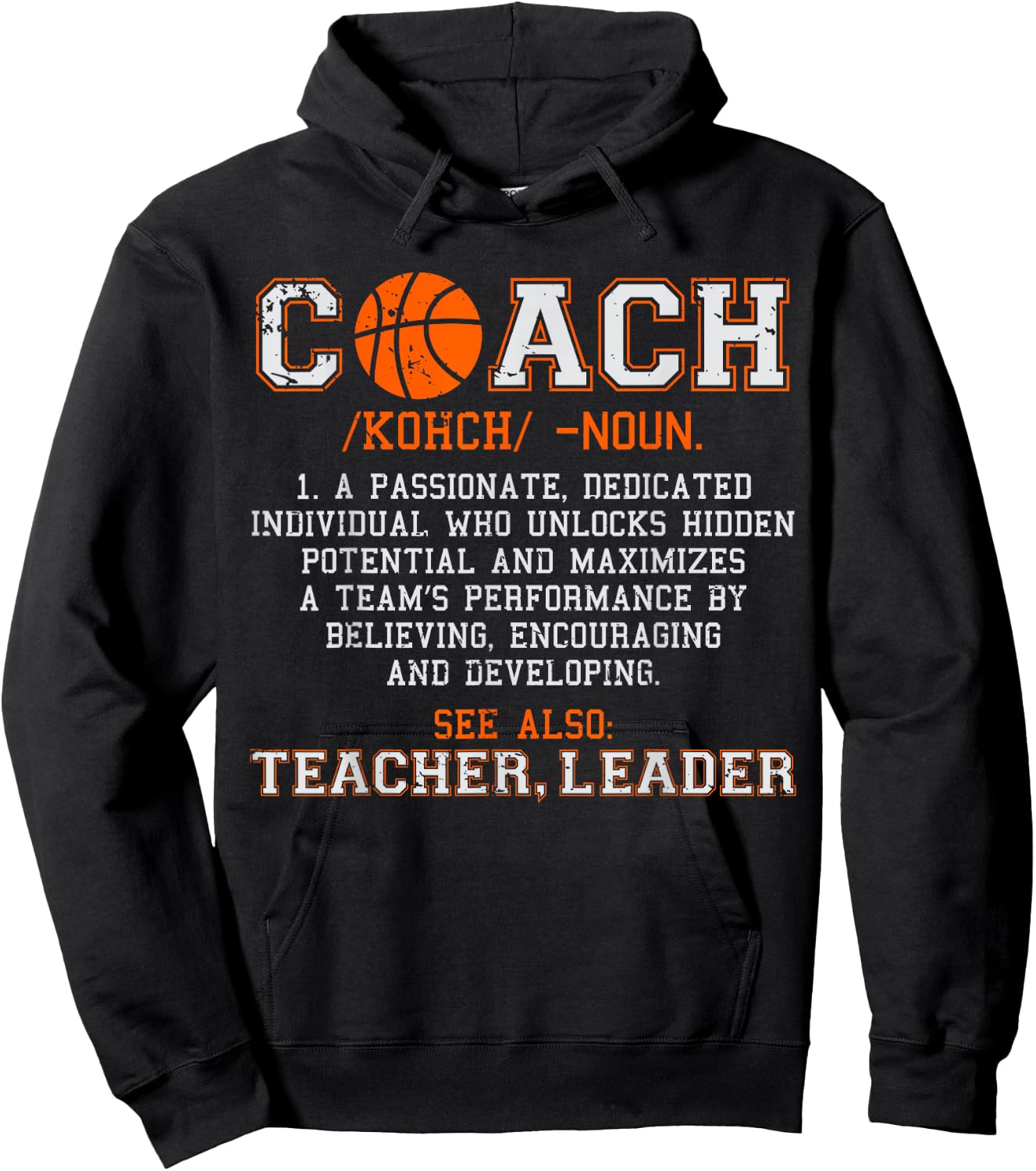 Basketball Coach Noun Definition Funny Men Women Sports Gifts Hoodie - Hoodie | Black