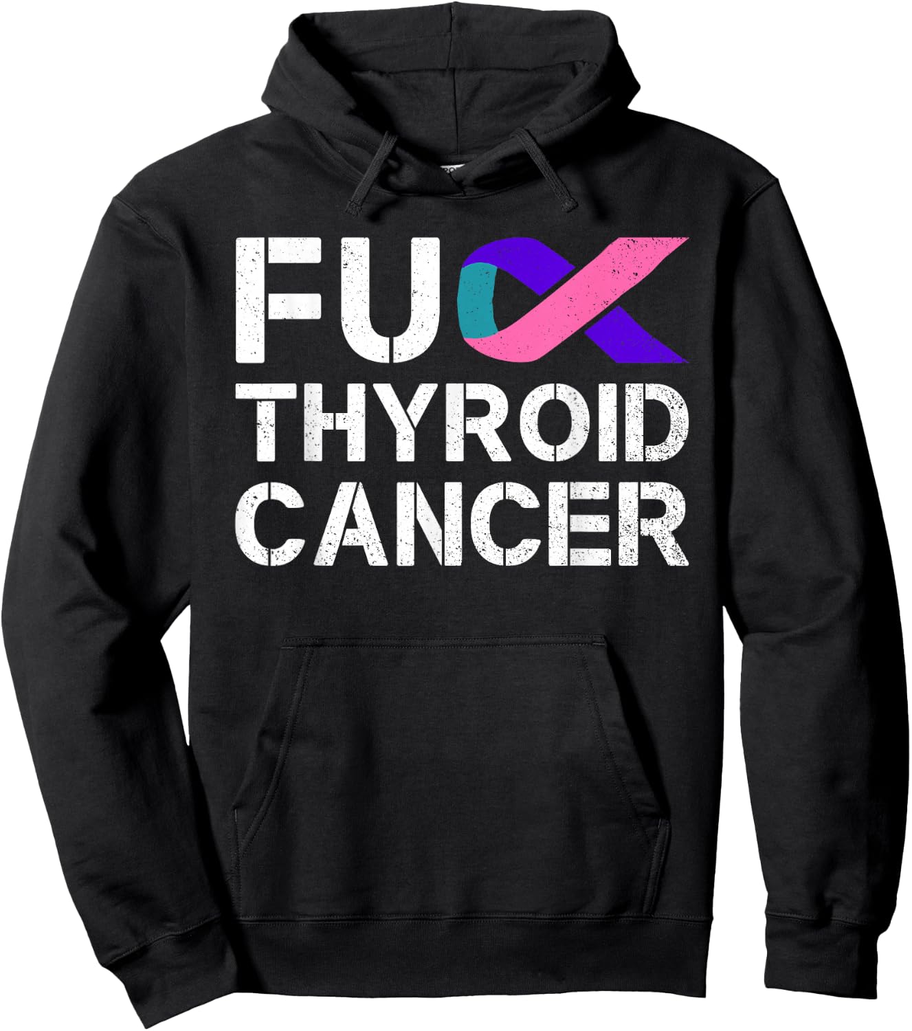 Fuck Thyroid Cancer Awareness Month Ribbon Survivor Fighter Hoodie - Hoodie | Black