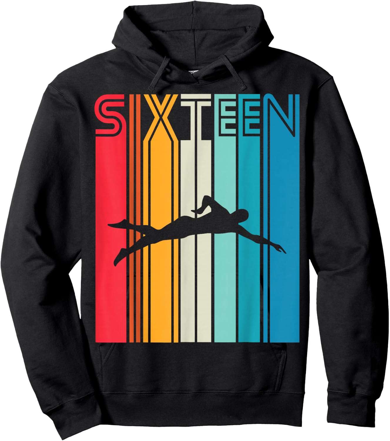 16th Birthday Gift Swimming Retro Swimmer Hoodie - Hoodie | Black