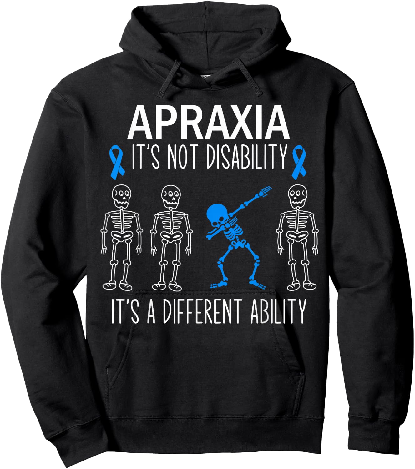 Apraxia Awareness Dabbing Different Ability Blue Ribbon Hoodie - Hoodie | Black