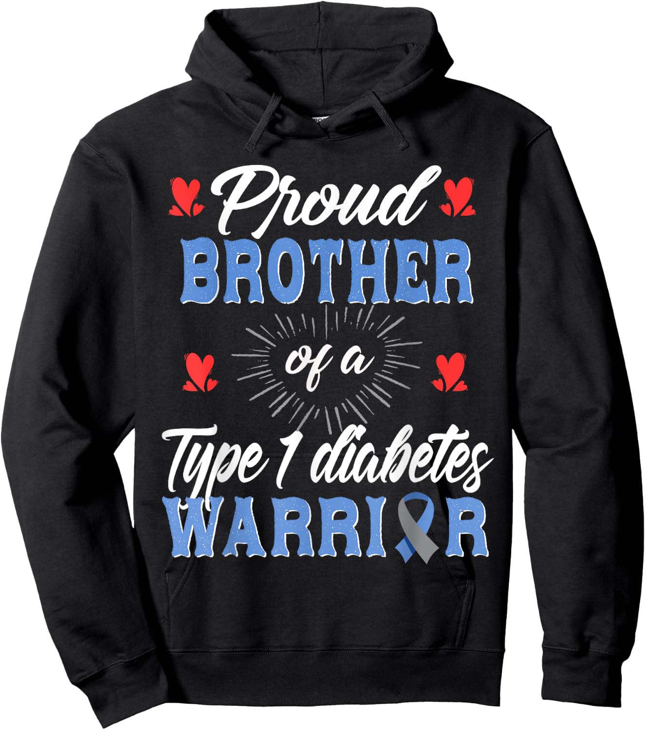 T1D Proud Brother Diabetes Awareness Type 1 Insulin Pancreas Hoodie - Hoodie | Black