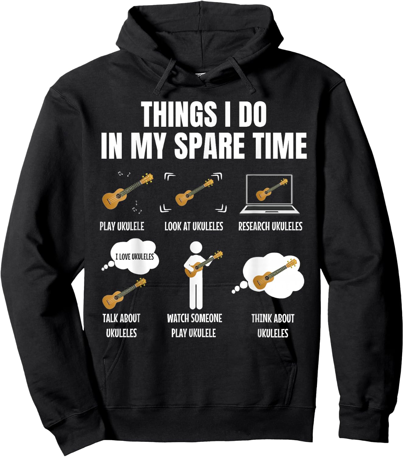 Things I Do in My Spare Time Ukulele Player Hoodie - Hoodie | Black